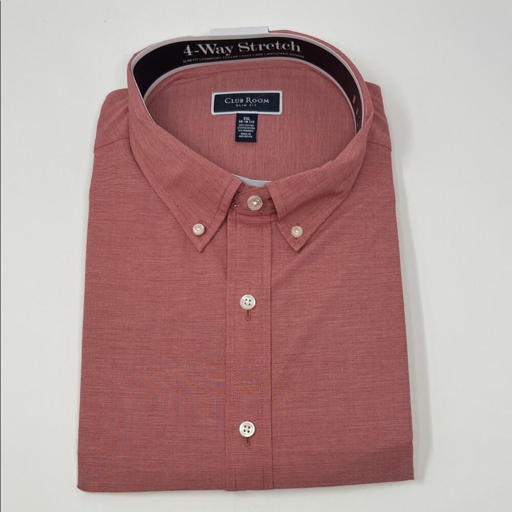 Club Room Men's Slim Fit LS Button Down Untucked Design - Red - XXL - NWT